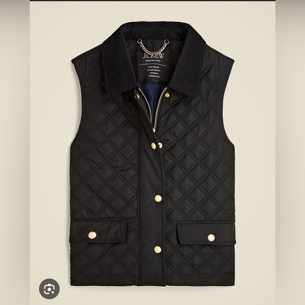 NWT J. Crew Quilted Barn Vest in Black